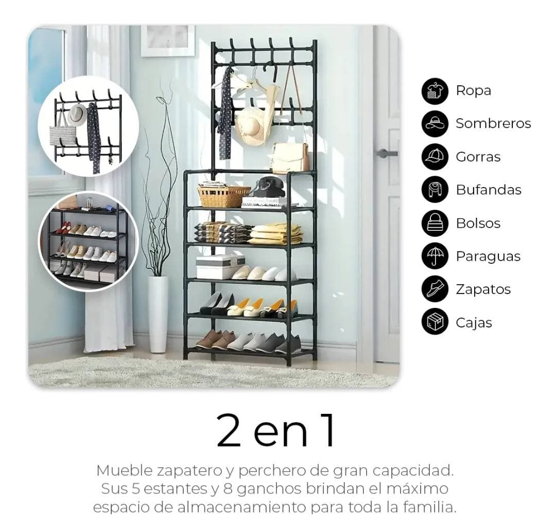 Organizador rack con zapatera view 2