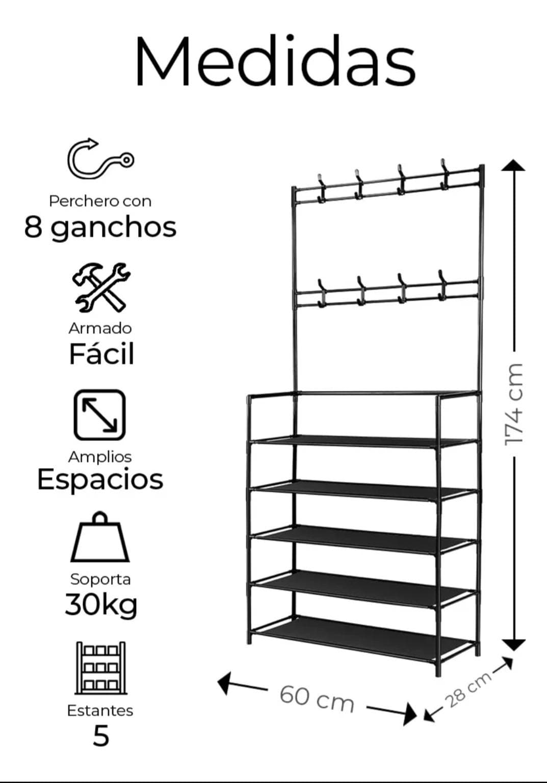 Organizador rack con zapatera view 3